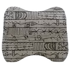 Black And White Hand Drawn Doodles Abstract Pattern Bk Velour Head Support Cushion by dflcprintsclothing