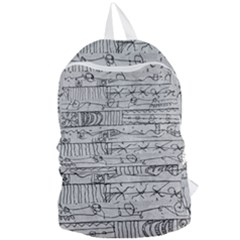 Black And White Hand Drawn Doodles Abstract Pattern Bk Foldable Lightweight Backpack by dflcprintsclothing