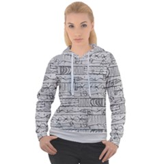 Black And White Hand Drawn Doodles Abstract Pattern Bk Women s Overhead Hoodie by dflcprintsclothing