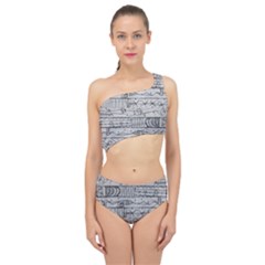 Black And White Hand Drawn Doodles Abstract Pattern Bk Spliced Up Two Piece Swimsuit