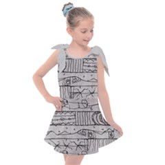 Black And White Hand Drawn Doodles Abstract Pattern Bk Kids  Tie Up Tunic Dress