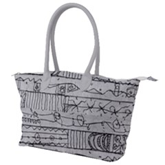 Black And White Hand Drawn Doodles Abstract Pattern Bk Canvas Shoulder Bag by dflcprintsclothing