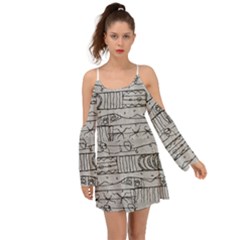 Black And White Hand Drawn Doodles Abstract Pattern Bk Boho Dress by dflcprintsclothing