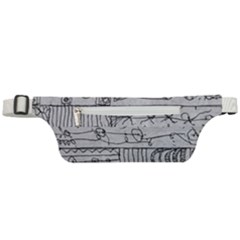 Black And White Hand Drawn Doodles Abstract Pattern Bk Active Waist Bag by dflcprintsclothing