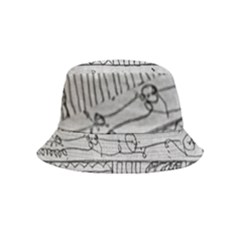 Black And White Hand Drawn Doodles Abstract Pattern Bk Bucket Hat (kids) by dflcprintsclothing