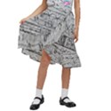 Black And White Hand Drawn Doodles Abstract Pattern Bk Kids  Ruffle Flared Wrap Midi Skirt View1