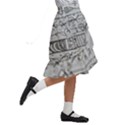 Black And White Hand Drawn Doodles Abstract Pattern Bk Kids  Ruffle Flared Wrap Midi Skirt View3