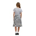 Black And White Hand Drawn Doodles Abstract Pattern Bk Kids  Ruffle Flared Wrap Midi Skirt View4