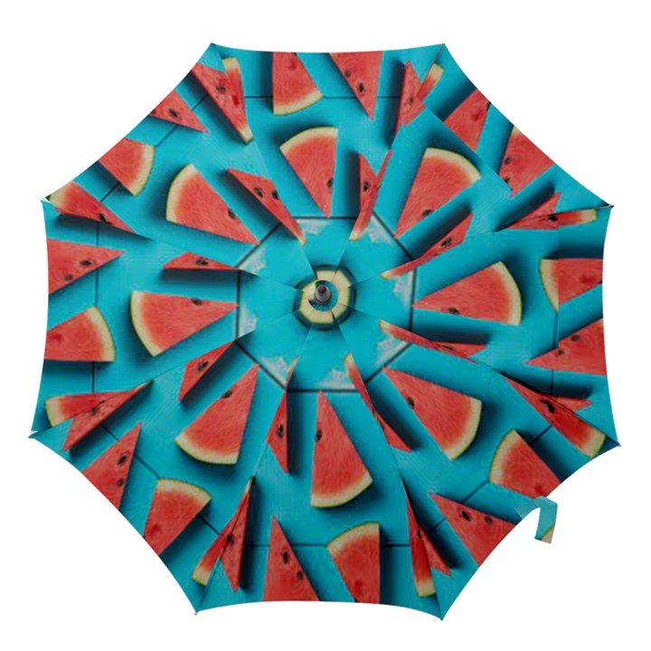 Watermelon Blue Background Hook Handle Umbrellas (Small)