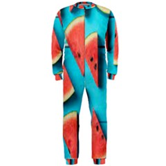 Watermelon Blue Background Onepiece Jumpsuit (men)