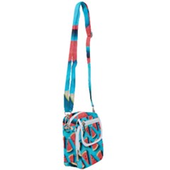 Watermelon Blue Background Shoulder Strap Belt Bag by Azkajaya