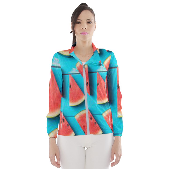 Watermelon Blue Background Women s Windbreaker