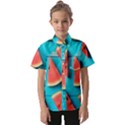 Watermelon Blue Background Kids  Short Sleeve Shirt View1