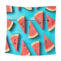 Watermelon Blue Background Square Tapestry (large)