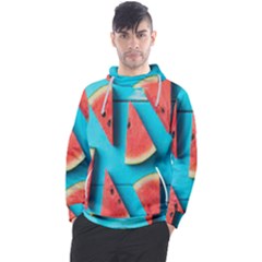 Watermelon Blue Background Men s Pullover Hoodie