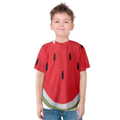 Watermelon Pillow Fluffy Kids  Cotton T-shirt by Azkajaya