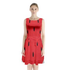 Watermelon Pillow Fluffy Sleeveless Waist Tie Chiffon Dress by Azkajaya