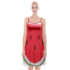 Watermelon Pillow Fluffy Spaghetti Strap Velvet Dress