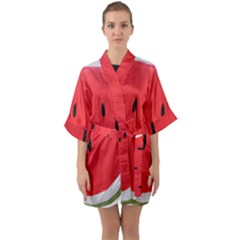 Watermelon Pillow Fluffy Half Sleeve Satin Kimono  by Azkajaya