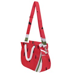 Watermelon Pillow Fluffy Rope Handles Shoulder Strap Bag by Azkajaya