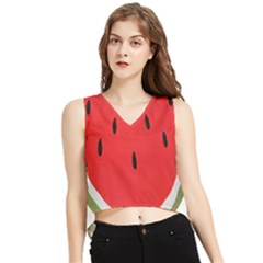 Watermelon Pillow Fluffy V-neck Cropped Tank Top by Azkajaya