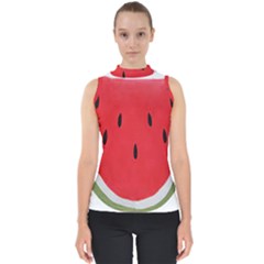 Watermelon Pillow Fluffy Mock Neck Shell Top by Azkajaya