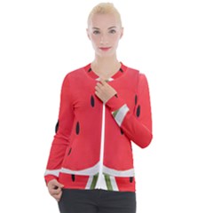 Watermelon Pillow Fluffy Casual Zip Up Jacket by Azkajaya