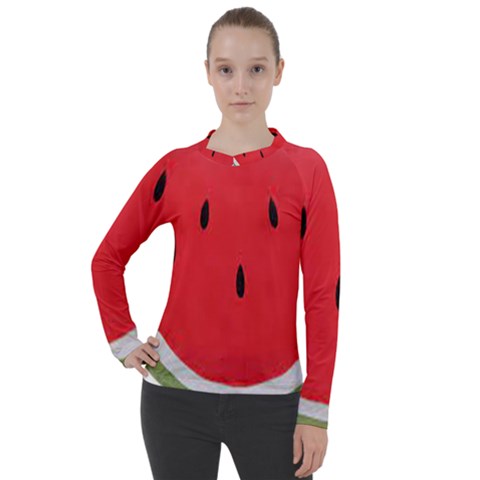 Watermelon Pillow Fluffy Women s Pique Long Sleeve T-shirt by Azkajaya