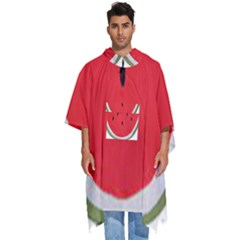 Watermelon Pillow Fluffy Men s Hooded Rain Ponchos by Azkajaya