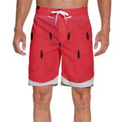 Watermelon Pillow Fluffy Men s Beach Shorts by Azkajaya