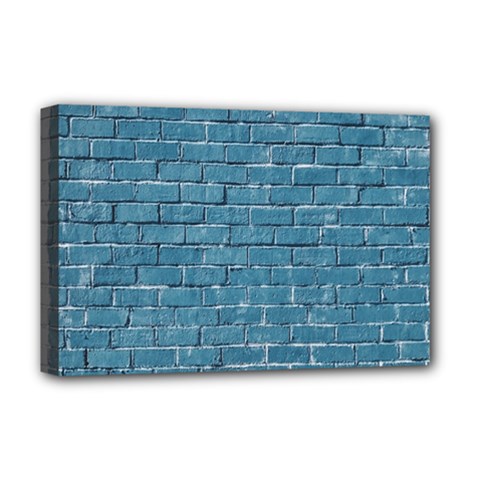 White And Blue Brick Wall Deluxe Canvas 18  X 12  (stretched) by Azkajaya