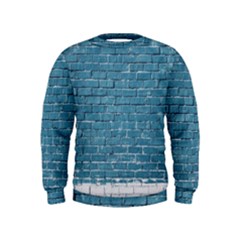 White And Blue Brick Wall Kids  Sweatshirt