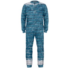 White And Blue Brick Wall Onepiece Jumpsuit (men)