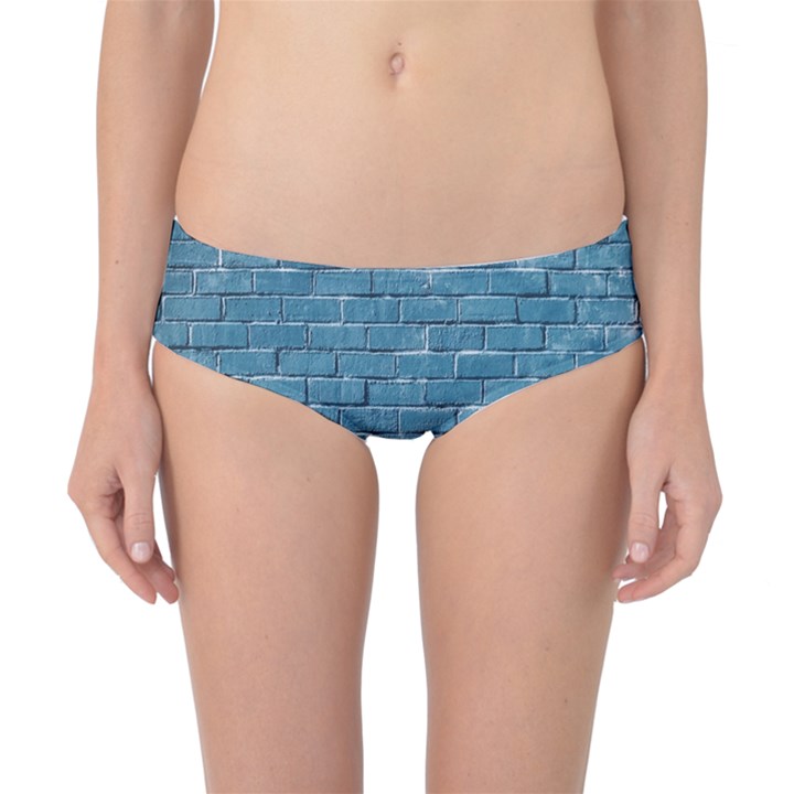 White And Blue Brick Wall Classic Bikini Bottoms