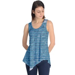 White And Blue Brick Wall Sleeveless Tunic by Azkajaya