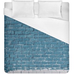 White And Blue Brick Wall Duvet Cover (king Size) by Azkajaya