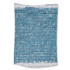 White And Blue Brick Wall Large Tapestry