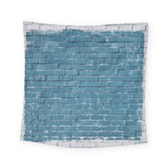 White And Blue Brick Wall Square Tapestry (small)