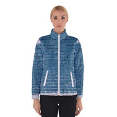 White And Blue Brick Wall Women s Bomber Jacket