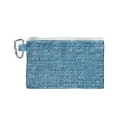 White And Blue Brick Wall Canvas Cosmetic Bag (small) by Azkajaya