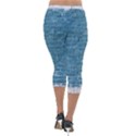 White And Blue Brick Wall Lightweight Velour Capri Leggings  View2