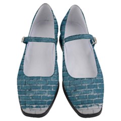 White And Blue Brick Wall Women s Mary Jane Shoes by Azkajaya