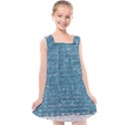 White And Blue Brick Wall Kids  Cross Back Dress View1