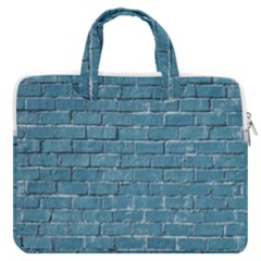 White And Blue Brick Wall Macbook Pro 13  Double Pocket Laptop Bag by Azkajaya