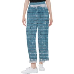 White And Blue Brick Wall Women s Pants 