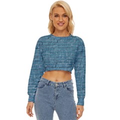 White And Blue Brick Wall Lightweight Long Sleeve Sweatshirt by Azkajaya