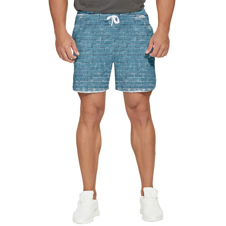 White And Blue Brick Wall Men s Runner Shorts