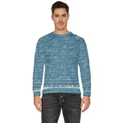 White And Blue Brick Wall Men s Fleece Sweatshirt by Azkajaya