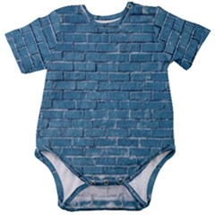 White And Blue Brick Wall Baby Short Sleeve Bodysuit