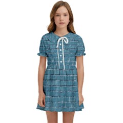 White And Blue Brick Wall Kids  Sweet Collar Dress by Azkajaya